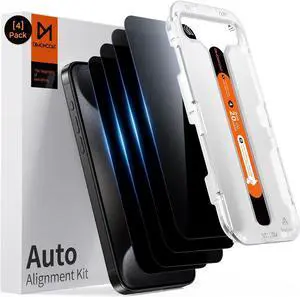 4-PACK Privacy Screen Protector Compatible with iPhone 15 Pro Max [Auto Alignment Kit] [10X Military Protection] 15 Pro Max 6.7 inch Tempered Glass Film [Case Friendly]