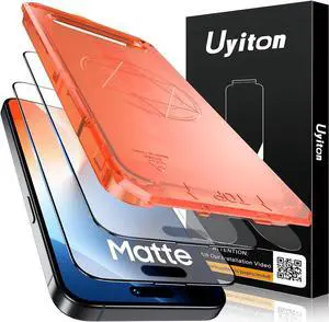 Uyiton for iPhone 15 Pro Max Matte Screen Protector, Anti-Glare Anti-Fingerprint [Easy Fit] Anti-Reflection Shatterproof Full Coverage [Case Friendly] 9H Tempered Glass Screen Cover, 2 Packs