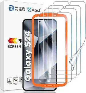 AACL [4-Pack] for Samsung Galaxy S24 Screen Protector 5G [Not Glass] - Film for S24 Screen Protector [7H Hybrid][Fingerprint Compatible][Alignment Tool]