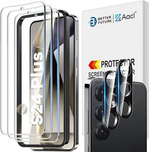 AACL For Samsung Galaxy S24 Plus Screen Protector Tempered Glass with Camera Lens Protector for Samsung Galaxy S24 Plus Screen Protector [Fingerprint Unlock][Anti-Scratch] [9H] [3 +2 Pack ]