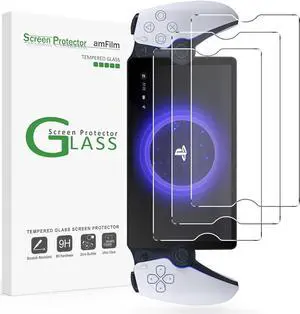 amFilm 3 Pack Tempered Glass Screen Protector for PlayStation Portal Remote Player 8 inch - PlayStation 5 with Easy Installation Kit, Transparent Ultra HD, Anti-Scratch, Anti-Fingerprint