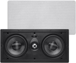 Monoprice 2-Way Carbon Fiber In-Wall Center Channel Speaker - Dual 5.25 Inch (Single) Easy Install For Home Theater - Alpha Series,Off-White