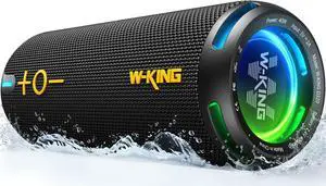 W-KING Bluetooth Speaker, IPX7 Waterproof Portable Speaker Bluetooth Wireless Loud with Dual Voice Coil, Customized EQ APP/Deep Bass, 40W 360° Sound Outdoor Shower Speaker, Party Lights/V5.3/TF/AUX