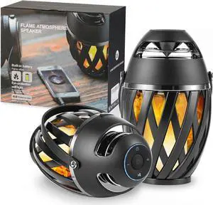 2 Pack Outdoor Bluetooth Speakers Waterproof Wireless, Birthday Gifts for Men Dad, LED Flame Ambient Light, Camping Patio Accessories, Unique Gifts for Him Husband Boyfriend Dad Gifts