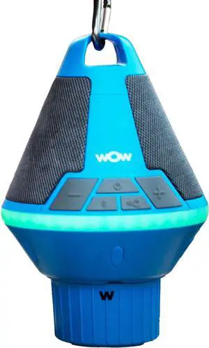 WOW World of Watersports WOW-SOUND Speaker, Bluetooth, Waterproof, Shockproof, Floating Speaker, with Long Battery Life, LED Lights, and Cup Holder (BLUE)