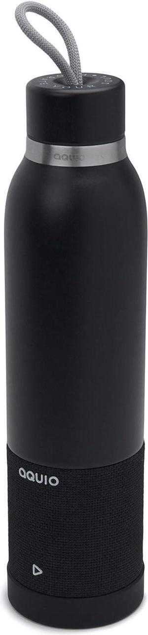 Aquio IBTB2BB Double-wall Steel Insulated Hydration Bottle with Rechargeable Bluetooth Wireless Speaker, Powered by iHome, Midnight