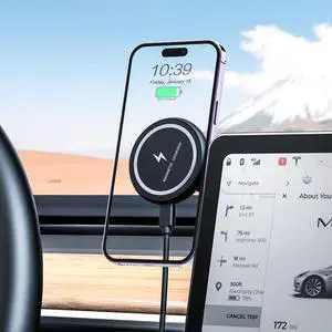 Fast Charging Wireless Car Charger Mount, Magnetic Foldable Car Phone Holder for Tesla Model 3/Y Designed for MagSafe Compatible with iPhone 12/13/14 Series