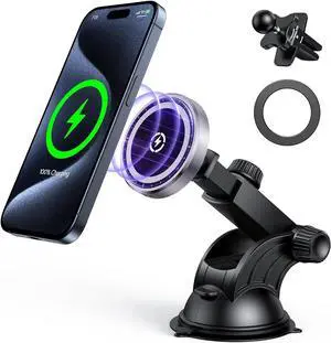 for MagSafe Car Mount Charger, 15W Fast Charging Magnetic Wireless Car Charger Air Vent Dash Windshield Car Phone Holder Mount for iPhone 15/14/13/12 Series and MagSafe/Magnetic Cases