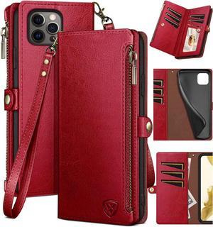 XcaseBar for iPhone 14 Pro Max 67 Wallet case with Zipper Credit Card HolderRFID Blocking Flip Folio Book PU Leather Phone case Shockproof Cover Women Men for Apple 14 Pro Max case Red