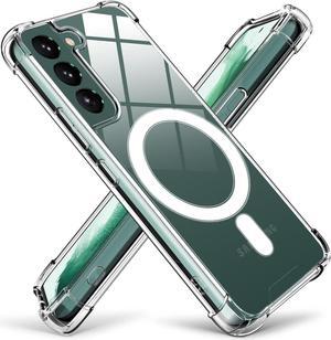 KIOMY Case for Samsung Galaxy S22+ 5G Shockproof Bumper Protective Cover with Airbags Corners Hybrid Design Hard PC Back with Flexible TPU Frame for S22 Plus Clear Magnetic for Magsafe Wireless Charge
