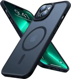 TORRAS Magnetic Shockproof for iPhone 15 Case iPhone 14 Case, 12FT Military Grade Drop Protection, Translucent Slim Protective Anti-Scratch, Black