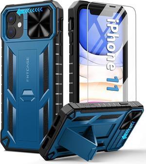 FNTCASE for iPhone 11 Phone Case: Rugged Shockproof Protective Cases for Apple iPhone 11 6.1 inch | Military Grade Drop Proof Protection Cell Phone Mobile Cover with Kickstand & Slide, Blue