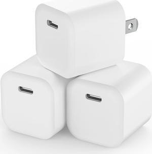 USB C Charger Block, Besgoods Phone Charger Power Adapter C Type Fast Charging Cube Wall Plug Compatible with iPhone 16 15 Pro Max 14 13 12 11 SE XR XS X 8 7 Plus Pad-White,3Pack