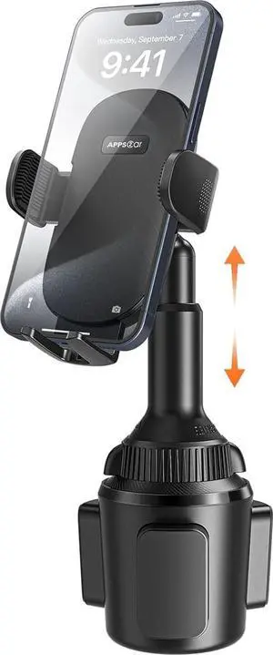 APPS2Car Universal Car Cup Phone Holder with Quick Extension Long Arm, Quick Swivel Height Adjustment 360 Degree Swivel for iPhone Samsung Google and All Smartphones
