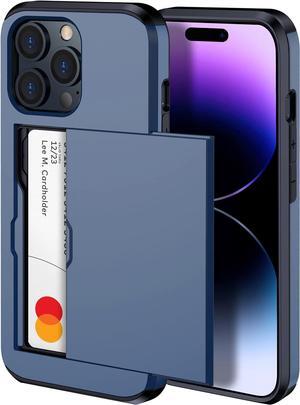 for iPhone 14 Pro Case Wallet, Wireless Charging Compatible iPhone 14 Pro Case with Card Holder, Slim Shockproof iPhone 14 Pro Wallet Case (Blue)
