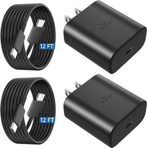 45W Samsung Super Fast Phone Charger, USB C Fast Charger Samsung Charger Fast Charging Cord Samsung Galaxy S25 S24 Ultra Charger 12FT Type C Charger Cable for Samsung Galaxy S25 Ultra/S25/S24/S23/S22