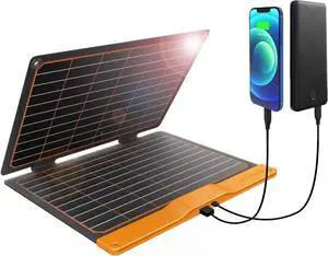 20W Small USB Solar Panel Charger 5V USB-A PD2.0 USB-C Foldable Portable Lightweight ETFE Power Emergency Panel IP67 Waterproof Hiking Camping Backpacking for Phones Tablets Power Bank