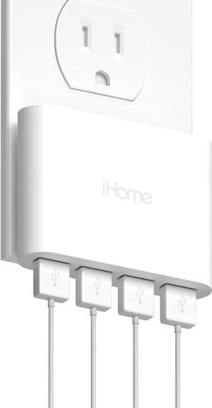 iHome Slim USB Wall Charger: AC Pro Multiport USB Charger, USB Plug Adapter & Phone Charging Block, 4 USB Plugs for Wall Outlet, Flat 4 Port USB Charger & USB Wall Adapter