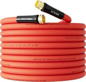 5/8" Hot/Cold Garden Water Hose 50 ft, -50-190,Flexible & Lightweight With 3/4" Brass Fittings for Yard, Outdoor, Farm, Red