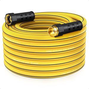 Heavy Duty Garden Hose 50 ft x 5/8 in, NON-EXPANDABLE Flexible Water Hose for Outside, Kink Resistant Lightweight Hybrid Hose, Leakproof Rubber Hose, Burst 600 PSI