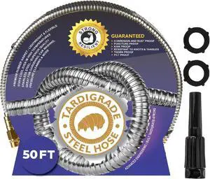 Tardigrade Metal Garden Hose 50 FT, Heavy Duty 304 Stainless Steel Water Hoses, Unmatched Durability, Flexible, No Kink & Tangle, Lightweight, Pet & Rust Proof for Outdoor Lawn Yard