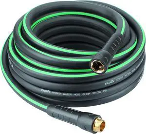 Hybrid Garden Hose 5/8 IN. x 50 FT, Heavy Duty, Lightweight, Flexible with Swivel Grip Handle and Solid Brass Fittings