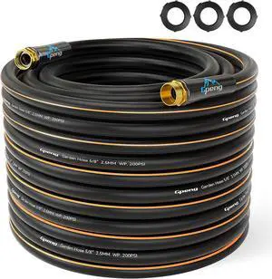 Heavy Duty Garden Hose, 100ft x 5/8" Water Hose, Flexible Hybrid Hose with 10-Pattern Spray Nozzle, Swivel Handle, Male to Female Fittings, Burst 600 PSI