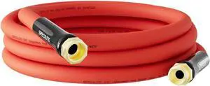 5/8" Hot/Cold Short Leader Garden Water Hose 15 ft, -50-190, Flexible & Lightweight Rubber Pipes With 3/4" Brass Fittings for Yard, Outdoor, Farm, Red