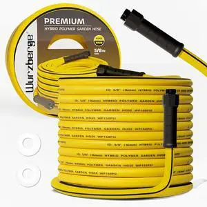 Garden Hose 100 ft, Flexible Water Hose with 5/8" Inner Diameter, Lightweight Hybrid Rubber Hose, 3/4" Leak-Resistant Aluminum Fittings, High Flow for Yard & Garden Use