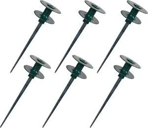 Hourleey 6 Pack Garden Hose Guide Spike, 10 Inch Rustproof Zinc Sturdy Metal Stake, Heavy Duty Spin Top, Keeps Garden Hose Out of Flower Beds for Plant Protection