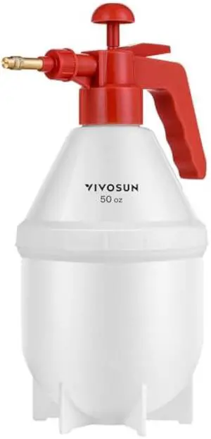 VIVOSUN 0.4 Gallon Handheld Garden Pump Sprayer, 50 oz Gallon Lawn & Garden Pressure Water Spray Bottle with Adjustable Brass Nozzle, for Plants and Other Cleaning Solutions (1.5L Red)
