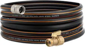 Giraffe Tools Hybrid Garden Hose 35ft x 5/8", Male and Female Fittings with Shut off Valve, Flexible, Heavy Duty, Leakproof, Lightweight Water Hose