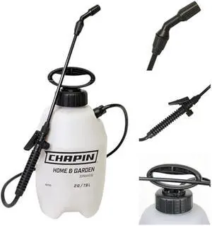 Chapin 16200 2-Gallon Made in USA Garden Pump Sprayer with Ergonomic Handle, Trigger Shut Off, Adjustable Cone Nozzle and in-Tank Filter, for Spraying Weeds, Insects, Fertilizers, Translucent White