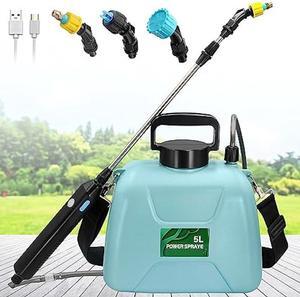 1.35 Gallon/5L Battery Powered Sprayer, Electric Sprayer with USB Rechargeable Handle, Portable Garden Sprayer with 23.6 Telescopic Wand, 3 Mist Nozzles and Adjustable Shoulder Strap