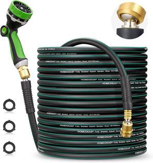 HOMEIDEAS 100 ft Rubber Garden Hose with Nozzle - Newly Leak-proof & Kink-free Design | Freely Rotational Spherical Ball Joint, Anticorrosive 3/4" Brass Fittings - Perfect for Outdoor Watering