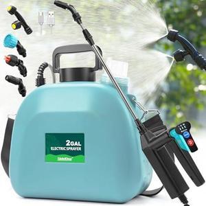 Battery Powered Sprayer 2 Gallon, 2025 Upgraded Electric Weed Sprayer with 3 Spray Forces, Battery Indicator, Rechargeable Handle,4 Mist Nozzles,23.6 Retractable Wand,Shoulder Strap, for Lawn&Garden