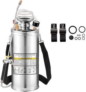 1.5Gal Stainless Steel Pump Up Sprayer Reinforced Hose, Hand Pump Sprayer with Pressure Gauge&Safety Valve, Adjustable Nozzle Suitable for Gardening (1.5 Gallon)