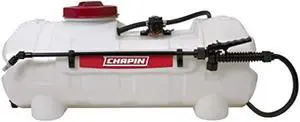 Chapin 97200E Made in the USA 15 Gallon ATV/UTV 12 Volt Mounted Spot Sprayer With 6 Inch Wide Mouth, High Performing 12 V Diaphragm Pump and Filtration System and 18 Inch Spray Wand, Translucent White