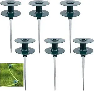 Coloch 6 Pack Hose Guard Stake, 10 Inch Garden Hose Guide Spike Zinced Metal Spike with Heavy Spin Top, Keep Garden Hose Out of Flower Beds for Plant Protection, Greenhouse, Yard Lawn