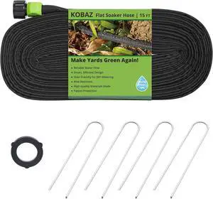 Flat Soaker Hose 15 ft Save 70% Water, Leakproof Design Double Layer Sprinkler Hose Drip Hose for Garden Bed