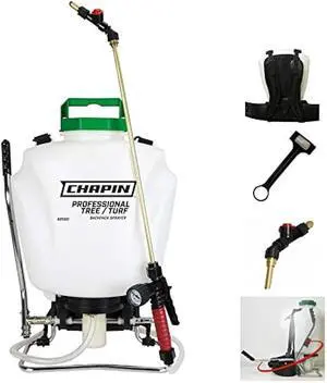 Chapin International 62000 Tree/Turf Pro Commercial Backpack Sprayer with Control Flow Valve Technology for Fertilizer, Herbicides and Pesticides, 4 gal, Translucent White