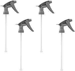 Comfort Axis Trigger Spray Chemical Resistant Sprayer Replacement for 32 oz Bottles, Gray, 9-1/2 Dip Tube, 28-400 Neck Size - 4 Pack