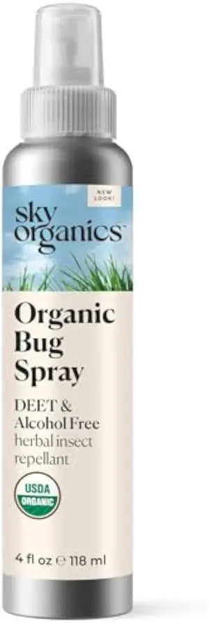 Sky Organics - Organic Bug Spray, 4oz - Deet & Alcohol Free - Herbal Insect & Mosquito Spray - Protect - Made w/Citronella & Lemongrass - Plant Based Formula - Natural, Vegan, & Cruelty Free