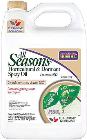 Bonide All Seasons Horticultural & Dormant Spray Oil, 128 oz Concentrate, Disease Prevention and Insect Killer for Organic Gardening