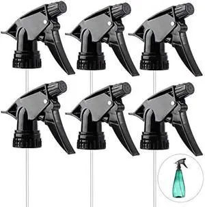 6pcs Spray Bottle Replacement Nozzle- Reusable Heavy Duty Mist Spray & Stream Sprayer Replacement Tops Fit Standard 28/400 Neck 32oz, 16oz, 8oz Bottles for Home Office Cleaning Household Gifts, Black