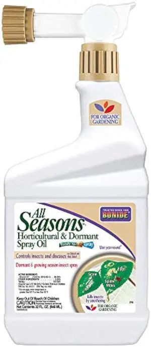 Bonide All Seasons Horticultural & Dormant Spray Oil, 32 oz Ready-to-Spray, Disease Prevention and Insect Killer for Organic Gardening