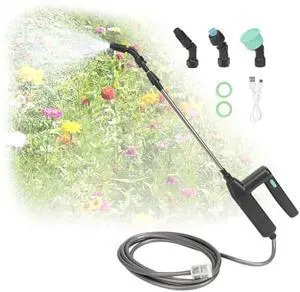 TOOVEM Electric Plant Sprayer, 7.4V Powerful Battery Powered Sprayer Wand with 23.6 Telescopic Wand, 3 Adjustable Nozzles and Gravity Filter for Yard Lawn Weeds Plants Gardens