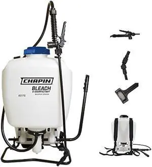 Chapin International 60175 4 Gallon Backpack Sprayer for Bleach & Disinfecting, Made in The USA, 1-Pack, Translucent White