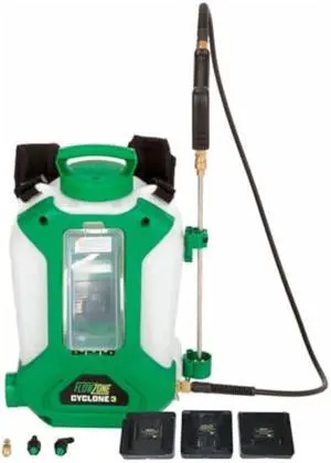 FlowZone Cyclone 3 Battery Powered Backpack Sprayer - Variable-Pressure 5-Position Electric Sprayer Compatible with FlowZone, DeWalt, Milwaukee, Makita, & Bosch Batteries (Battery Not Included)