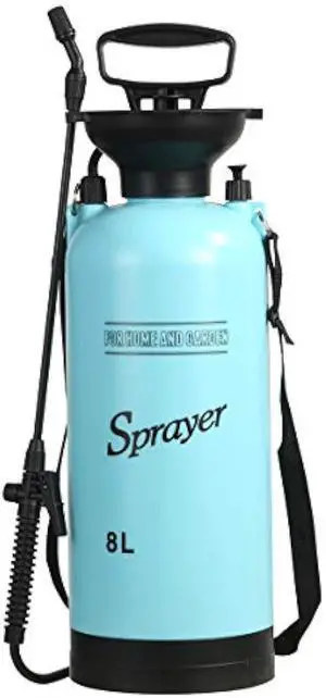 CLICIC Lawn and Garden Portable Sprayer 2 Gallon/8 L- Pump Pressure Sprayer Includes Shoulder Strap Blue.